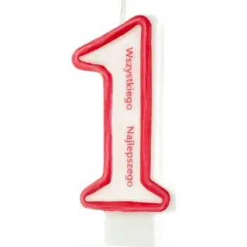 Dortová svíčka Narozeninová svíčka číslice "1" s nápisem Všechno nejlepší