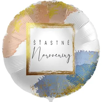 Balónek Foliový balonek Šťastné narozeniny - zlatý rám CZ - 43cm