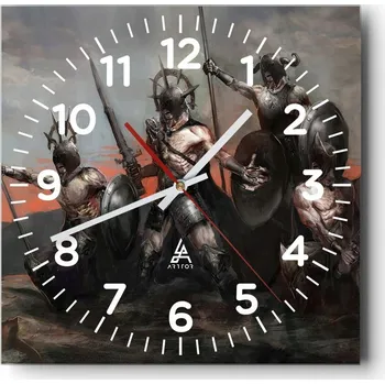 Hodiny Kuchyňské nástěnné hodiny 30x30 Rytíř Skleněné hodiny do obýváku Moderní Tiché