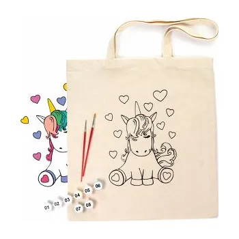 Nákupní taška Bavlněná taška s motivem pro pomalování 38x42cm – Jednorožec (Bavlněná taška s motivem pro pomalování 38x42cm – Jednorožec)