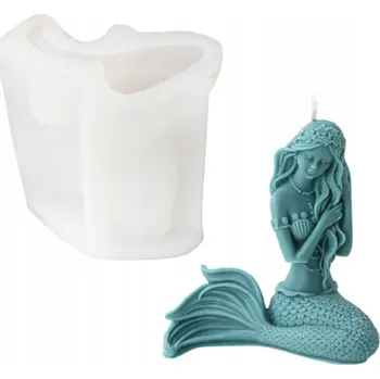 Výroba svíčky Silikonová forma na SVÍČKY VOSK MÝDLO SÁDRU ODLEVEK PRYSKYŘICE - SEDÍCÍ SIRÉNA