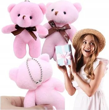 plyšák MALÝ PLYŠOVÝ MEDVÍDEK RŮŽOVÝ PLYŠÁK PŘÍVĚSEK 13 CM DÁREK K VALENTÝNU MEDVÍDEK