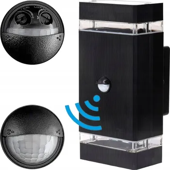 Venkovní osvětlení FASÁDNÍ SVÍTIDLO 2 x GU10 VENKOVNÍ NÁSTĚNNÉ SVÍTIDLO S POHYBOVÝM A SOUMRAKOVÝM SENZOREM