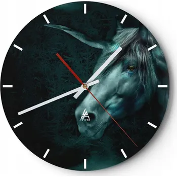 Hodiny Velké nástěnné hodiny 40x40 Jednorožec Skleněné hodiny Kulatý Tiché