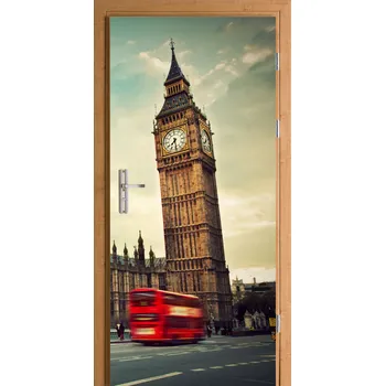Fototapeta Samolepka na dveře Londýn Big Ben červený autobus