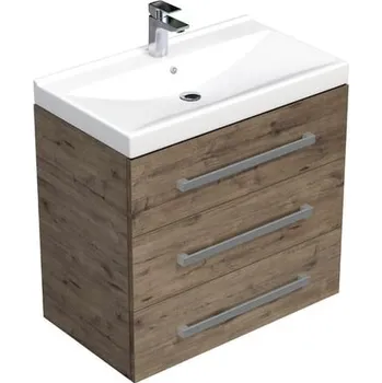 Koupelnový nábytek Koupelnová skříňka s umyvadlem SAT Cube Way 80x76,5x46 cm dub Wellington mat CUBE46803DWVER