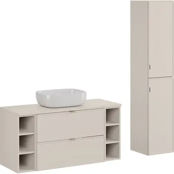 Koupelnový nábytek Koupelnová sestava Bella Cashmere Smile se skříňkami a umyvadlem 120 cm kašmírová