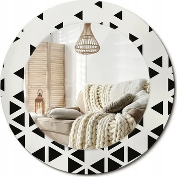 Zrcadlo Nástěnné zrcadlo s ozdobnou grafikou na skle - Geometrická abstrakce, průměr 50 cm