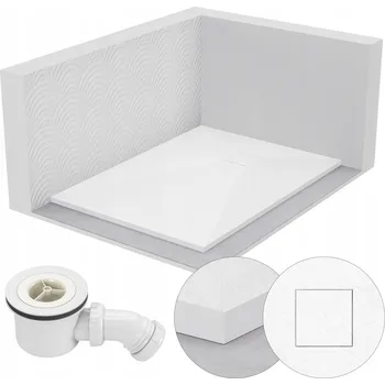 Sprchová vanička SPRCHOVÁ VANIČKA OBDÉLNÍKOVÁ 120x90 KAMENNÝ VZOR 2,6 CM BÍLÁ + SIFON