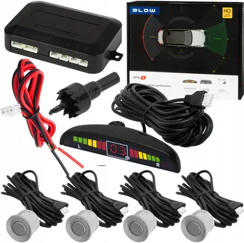 Parkovací asistent Parkovací senzor Blow ultrazvukový, 4 senzory, stříbrný, s řídící jednotkou