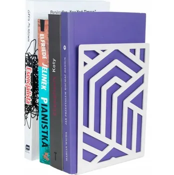 Obraz Podpěrka na knihy kovová bílá geometrický vzor 3D kostky