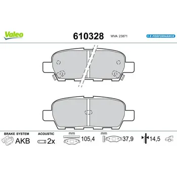 Brzdová destička Sada brzdových destiček, kotoučová brzda VALEO 610328