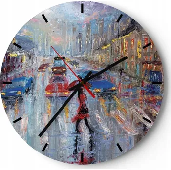 Hodiny Velké nástěnné hodiny 40x40 cm Město Skleněné hodiny Kulatý Tiché