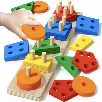 ostatní stavebnice STAVEBNICE KOSTKY TŘÍDIČ SKLÁDAČKA LOGICKÁ DOVEDNOSTNÍ DŘEVĚNÁ