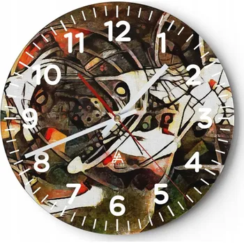 Hodiny Nástěnné hodiny do obýváku 40x40 Abstrakce Kulatý Skleněné hodiny Loft Tiché