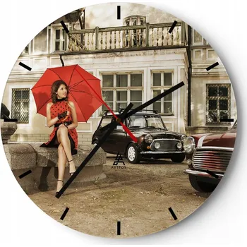 Hodiny Velké nástěnné hodiny na zeď 40x40 Žena Skleněné hodiny Kulatý Tiché