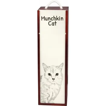 Dárková krabička Kočka Munchkin krabička / dárková kazeta na víno, láhev alkoholu s motivem kočky, s fotografií