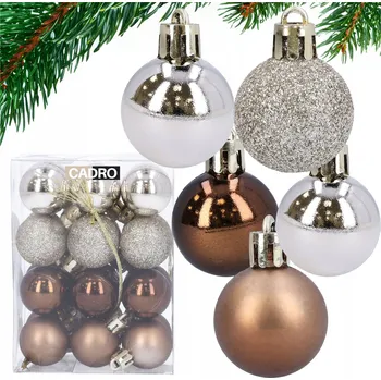 Vánoční dekorace Malé VÁNOČNÍ BAŇKY na vánoční stromeček 3 cm sada baněk 24 ks ozdoby na stromeček hnědé