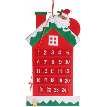 Vánoční dekorace VÁNOČNÍ ADVENTNÍ KALENDÁŘ FILCOVÝ DOMEČEK 60 CM ZÁVĚSNÝ KAPSA NA DÁRKY DEKORACE