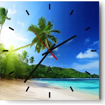 Hodiny Velké nástěnné hodiny 40x40 Krajina Skleněné hodiny Tiché