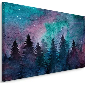 Obraz Obraz do chodby LES Nocí Stromy Akvarel 30x20