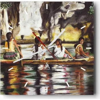 Hodiny Velké nástěnné hodiny 40x40 Cestování - Skleněné čtvercové tiché hodiny