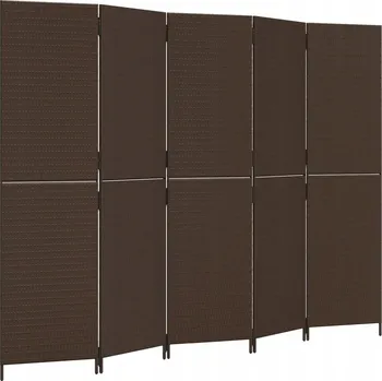 Paraván Paraván 5dílný, hnědý, polyratan