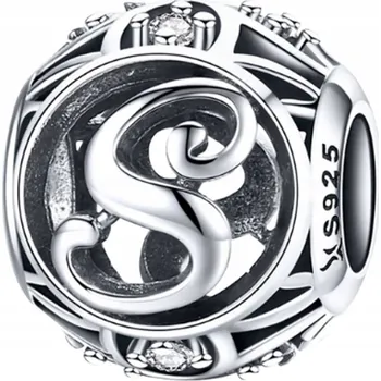 Přívěsek Přívěsek Charms Korálek Písmeno S Stříbro 925