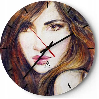 Hodiny Velké nástěnné hodiny na zeď 40x40 Žena Skleněné hodiny Kulatý Tiché