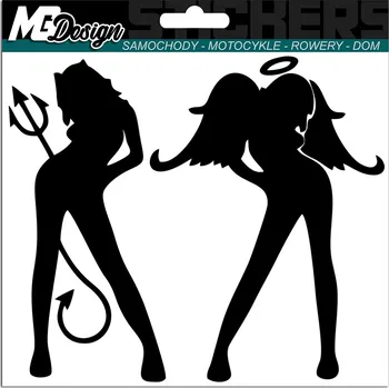 Samolepicí dekorace na vozidlo SAMOLEPKA na auto ĎÁBEL ĎÁBLICE ANDĚL 15x13 cm