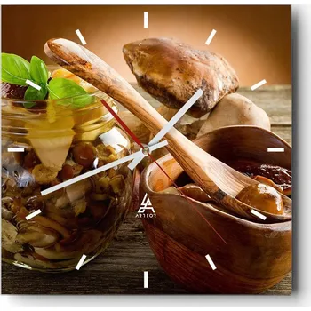 Hodiny Nástěnné hodiny do kuchyně 30x30 Gastronomie Stylové hodiny na skle Loft Tiché