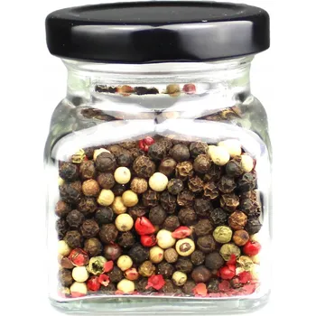 Dóza na potraviny Skleněná dóza sklenička na koření 120 ml s černým víčkem fi 53