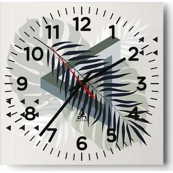 Hodiny Kuchyňské nástěnné hodiny 30x30 Monstera Skleněné hodiny do obýváku Moderní Tiché