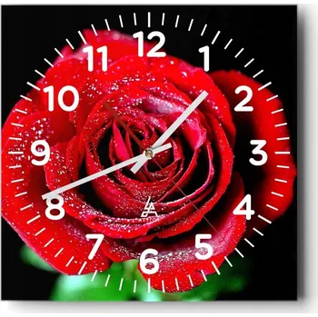 Hodiny Nástěnné hodiny do obýváku 40x40 Květiny Tichý chod Skleněné hodiny