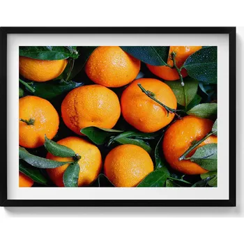 Obraz Dekorativní nástěnný obraz v černém rámu s grafikou Ovoce pomeranče 80x60 cm