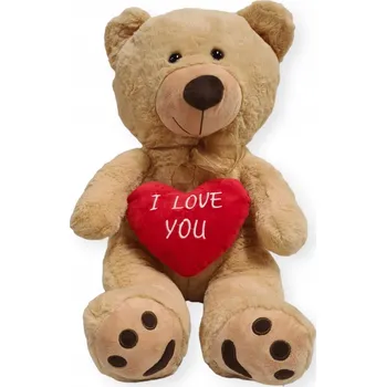 plyšák Plyšový medvídek Velký Medvídek jako dárek 70 cm Béžový se srdcem I Love You