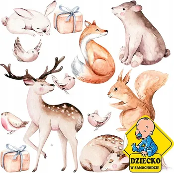 Samolepící dekorace XL Nálepky na zeď PASTELOVÉ Zvířátka 57x107