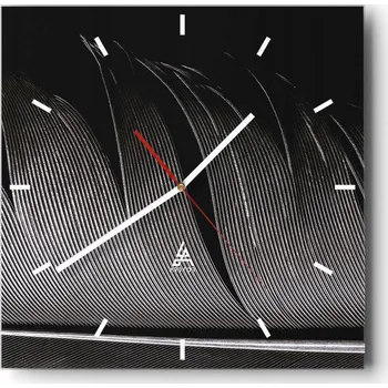 Hodiny Velké nástěnné hodiny 40x40 Cm Pírko Skleněné hodiny Čtvercové Tiché