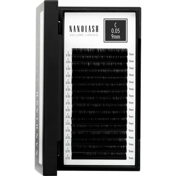 Umělé řasy Umělé řasy pro prodlužování Nanolash - 0.05 zatočení C 9mm 16 proužků