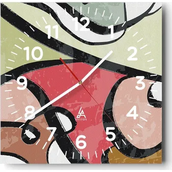 Hodiny Nástěnné hodiny do kuchyně 30x30 Abstrakce Stylové hodiny na skle Loft Tiché