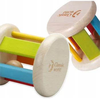 GRZECHOTKA DREWNIANA ECO SENZORICKÁ BAREVNÁ ZVUKOVÁ PRO MIMINKA 6 m+