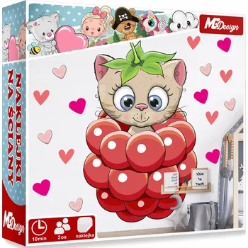 Samolepící dekorace XL VELKÁ Samolepka na stěnu KOŤÁTKO SRDCE 66x57