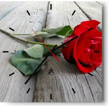 Hodiny Velké nástěnné hodiny 40x40 cm Růže - Skleněné čtvercové tiché hodiny