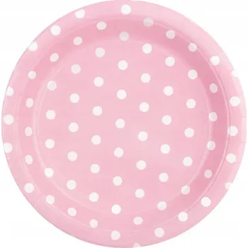 Talíř Talířky HRÁŠEK puntíky světle RŮŽOVÉ 23 cm 6 ks