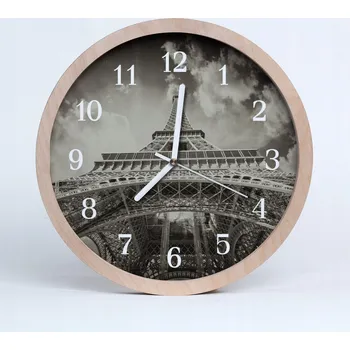 Hodiny Dřevěné nástěnné hodiny Eiffelova věž Architektura