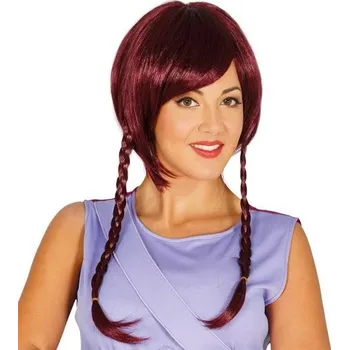 Karnevalová paruka BORDOVÁ PARUKA S COPY A DLOUHOU OFINOU