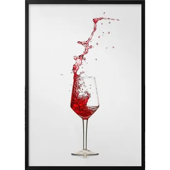 Obraz Závěsný obraz rámeček Sklenička s rozlévajícím se červeným vínem 70x100 cm