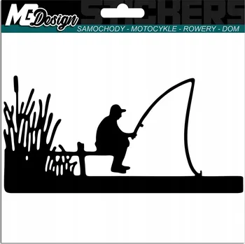 Samolepicí dekorace na vozidlo NÁLEPKA na auto RYBÁŘ RYBA HOBBY 10x15 cm