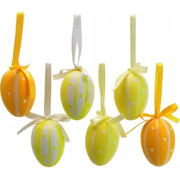 Velikonoční dekorace Velikonoční vajíčka laděná do žluté barvy, 6 ks, 6x4 cm