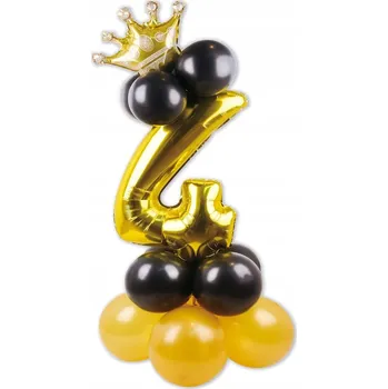 Balónek SADA BALÓNKŮ ZLATÝ BALÓNEK ČÍSLICE S KORUNKOU 4